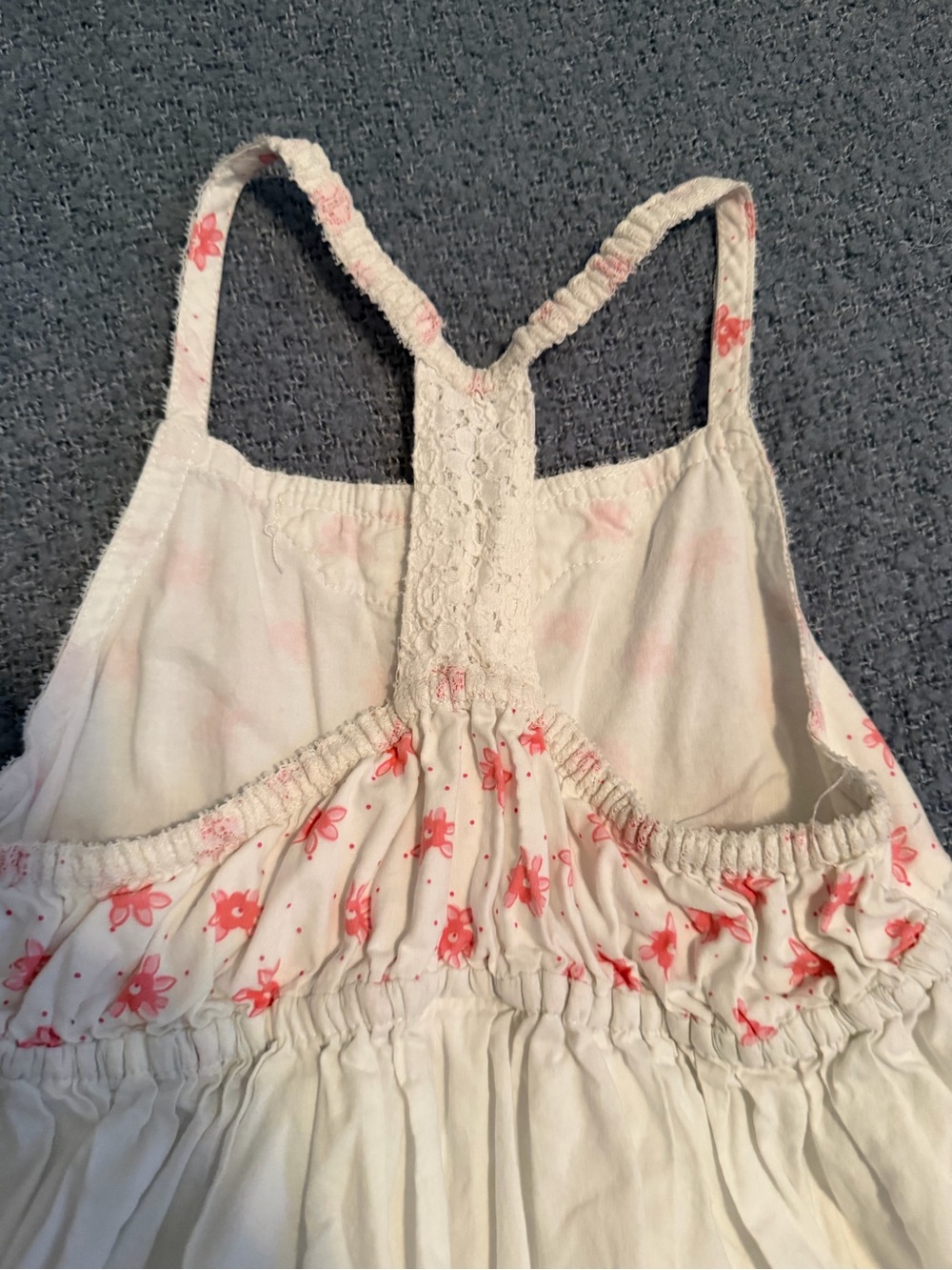 White Eyelet Sundress with Pink Floral Embroidery and Bow - Picture 6 of 6